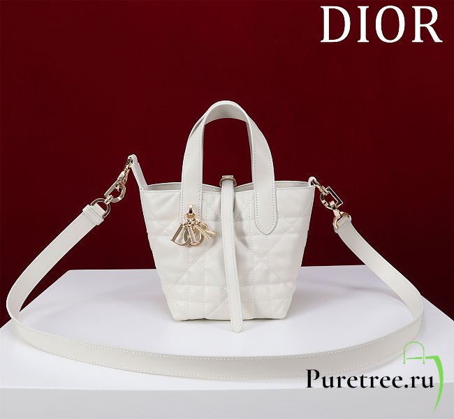 DIOR | Small Dior Toujours Vertical Tote Bag Latte Macrocannage Calfskin - 1
