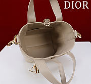DIOR | Small Dior Toujours Vertical Tote Bag Powder Beige Macrocannage Calfskin - 5