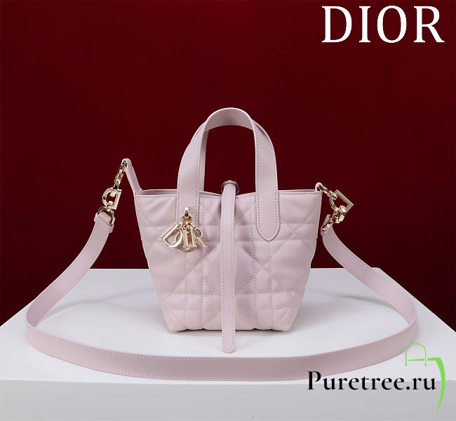 DIOR | Small Dior Toujours Vertical Tote Bag Pink Macrocannage Calfskin - 1