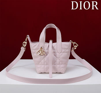DIOR | Small Dior Toujours Vertical Tote Bag Pink Macrocannage Calfskin