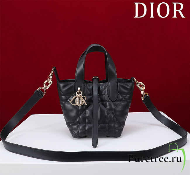 DIOR | Small Dior Toujours Vertical Tote Bag Black Macrocannage Calfskin - 1