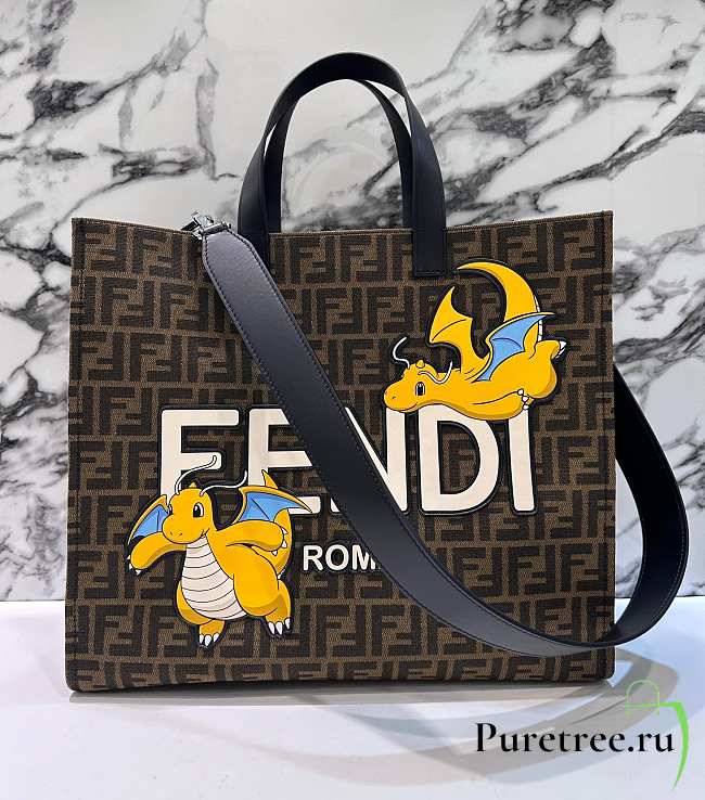 FENDI x FRGMT x POKÉMON Brown FF Print Canvas Bag - 1
