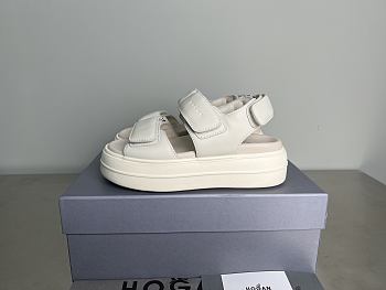 HOGAN Skyscraper Velcro Strap Sandals In White 6cm