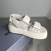 HOGAN Skyscraper Velcro Strap Sandals In White 6cm - 3