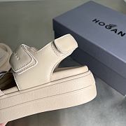 HOGAN Skyscraper Velcro Strap Sandals In Beige 6cm - 4
