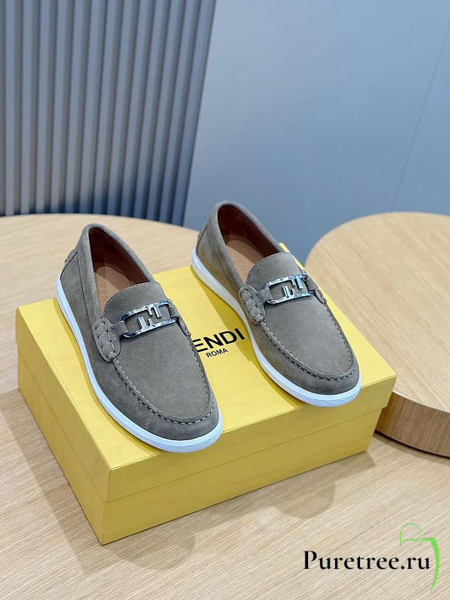 FENDI | Fendi FF square-toe loafers In Gray - 1