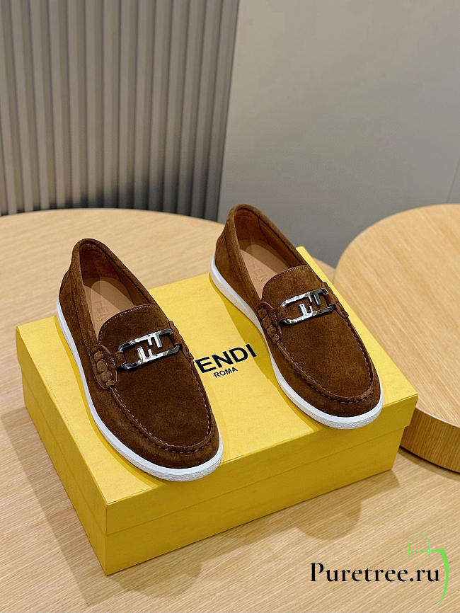 FENDI | Fendi FF square-toe loafers In Brown  - 1