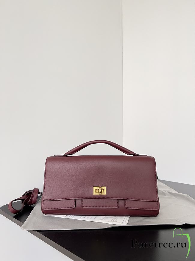 BALENCIAGA | Bel Air Clutch with Strap Small for Women in Burgundy - 1