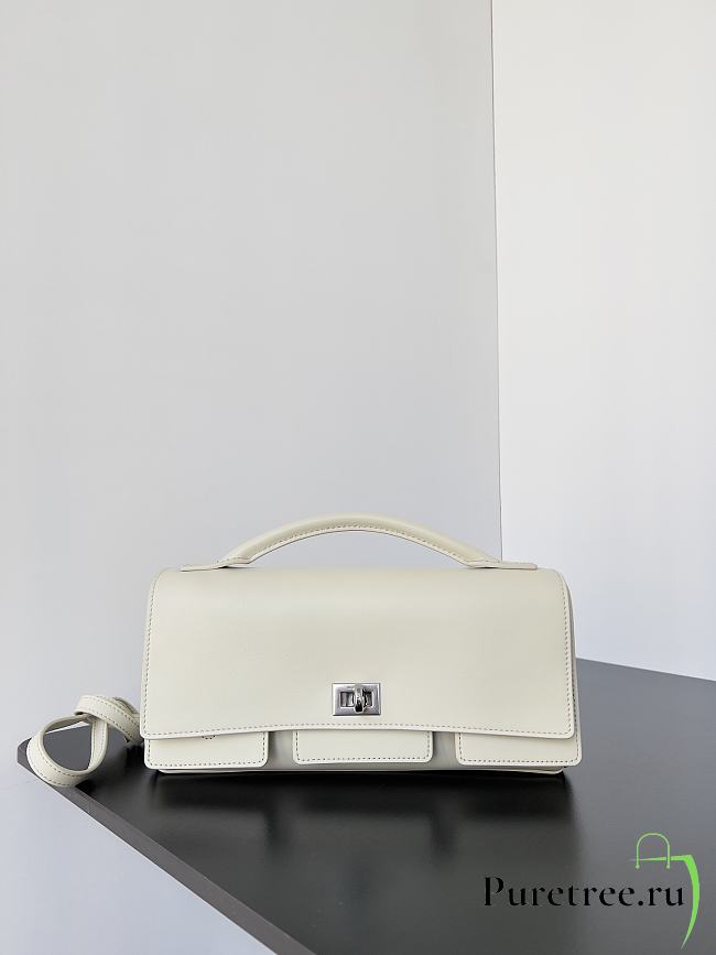 BALENCIAGA | Bel Air Clutch with Strap Small for Women in White - 1
