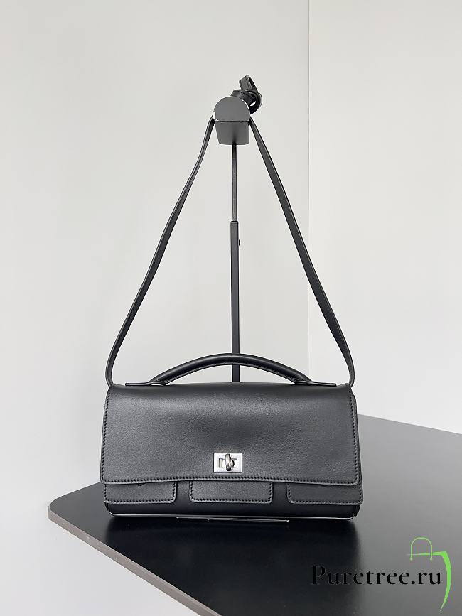 BALENCIAGA | Bel Air Clutch with Strap Small for Women in Black Silver harware - 1
