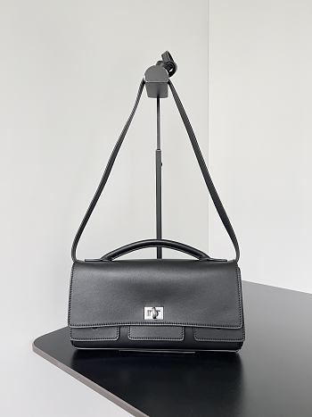 BALENCIAGA | Bel Air Clutch with Strap Small for Women in Black Silver harware