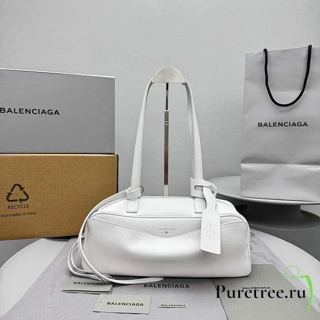 BALENCIAGA | Women's Carrie Bowling Bag Small in White - 1