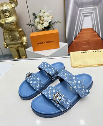 LOUIS VUITTON | Bom Dia Flat Comfort Mules In Blue