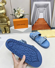 LOUIS VUITTON | Bom Dia Flat Comfort Mules In Blue - 4