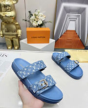 LOUIS VUITTON | Bom Dia Flat Comfort Mules In Blue - 3