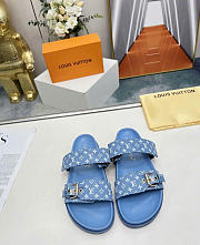 LOUIS VUITTON | Bom Dia Flat Comfort Mules In Blue - 2
