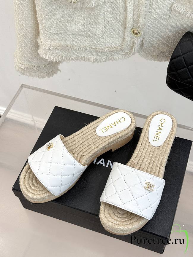 Chanel Thick-soled Slippers In White - 1