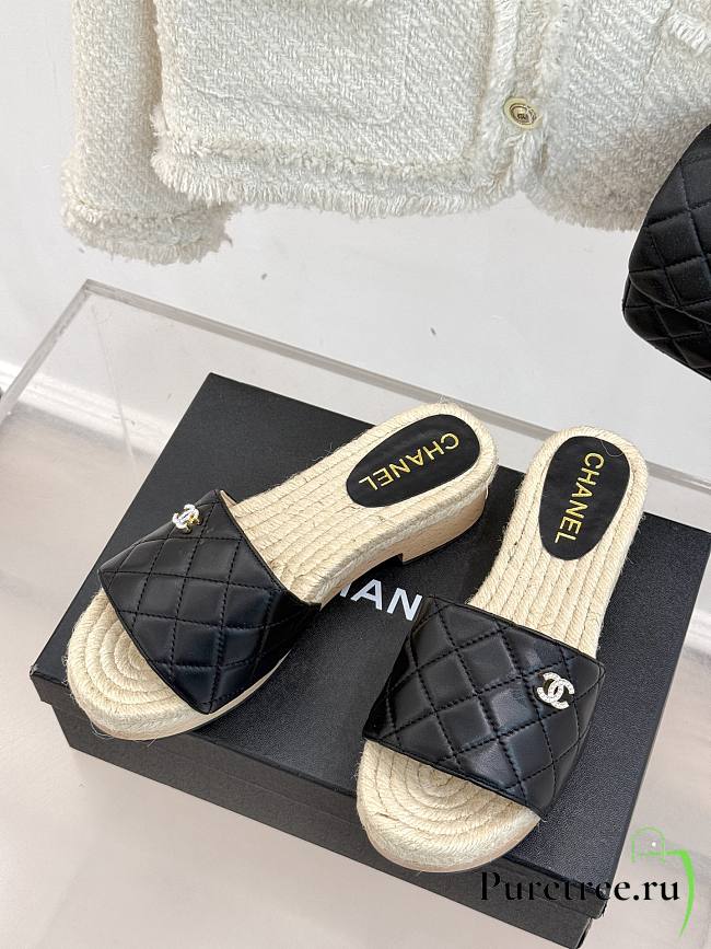 Chanel Thick-soled Slippers In Black - 1