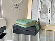 Prada Saffiano Leather Giada Turquoise Small Zip Cardholder Wallet Green - 6