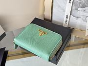 Prada Saffiano Leather Giada Turquoise Small Zip Cardholder Wallet Green - 4