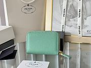 Prada Saffiano Leather Giada Turquoise Small Zip Cardholder Wallet Green - 5