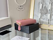 Prada Saffiano Leather Giada Turquoise Small Zip Cardholder Wallet Pink - 6