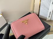 Prada Saffiano Leather Giada Turquoise Small Zip Cardholder Wallet Pink - 5