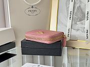 Prada Saffiano Leather Giada Turquoise Small Zip Cardholder Wallet Pink - 4