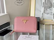 Prada Saffiano Leather Giada Turquoise Small Zip Cardholder Wallet Pink - 3