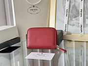 Prada Saffiano Leather Giada Turquoise Small Zip Cardholder Wallet Red - 5