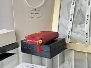 Prada Saffiano Leather Giada Turquoise Small Zip Cardholder Wallet Red - 4