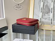 Prada Saffiano Leather Giada Turquoise Small Zip Cardholder Wallet Red - 2