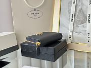 Prada Saffiano Leather Giada Turquoise Small Zip Cardholder Wallet Dark Blue - 6