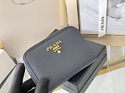 Prada Saffiano Leather Giada Turquoise Small Zip Cardholder Wallet Dark Blue - 4