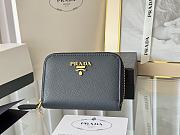Prada Saffiano Leather Giada Turquoise Small Zip Cardholder Wallet Dark Blue - 5