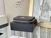 Prada Saffiano Leather Giada Turquoise Small Zip Cardholder Wallet Dark Blue - 3