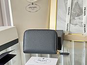 Prada Saffiano Leather Giada Turquoise Small Zip Cardholder Wallet Dark Blue - 2