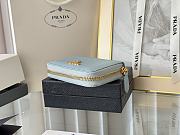 Prada Saffiano Leather Giada Turquoise Small Zip Cardholder Wallet Blue - 6