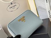 Prada Saffiano Leather Giada Turquoise Small Zip Cardholder Wallet Blue - 4