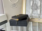 Prada Saffiano Leather Giada Turquoise Small Zip Cardholder Wallet Black - 6