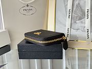 Prada Saffiano Leather Giada Turquoise Small Zip Cardholder Wallet Black - 5