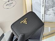 Prada Saffiano Leather Giada Turquoise Small Zip Cardholder Wallet Black - 4