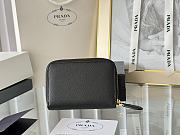 Prada Saffiano Leather Giada Turquoise Small Zip Cardholder Wallet Black - 3