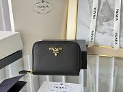 Prada Saffiano Leather Giada Turquoise Small Zip Cardholder Wallet Black - 2
