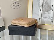Prada Saffiano Leather Giada Turquoise Small Zip Cardholder Wallet Beige - 5