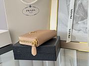 Prada Saffiano Leather Giada Turquoise Small Zip Cardholder Wallet Beige - 3