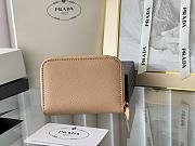 Prada Saffiano Leather Giada Turquoise Small Zip Cardholder Wallet Beige - 2