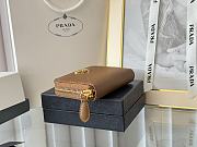 Prada Saffiano Leather Giada Turquoise Small Zip Cardholder Wallet Brown - 3