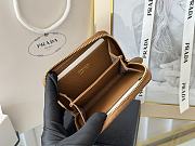 Prada Saffiano Leather Giada Turquoise Small Zip Cardholder Wallet Brown - 4