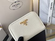 Prada Saffiano Leather Giada Turquoise Small Zip Cardholder Wallet White - 6